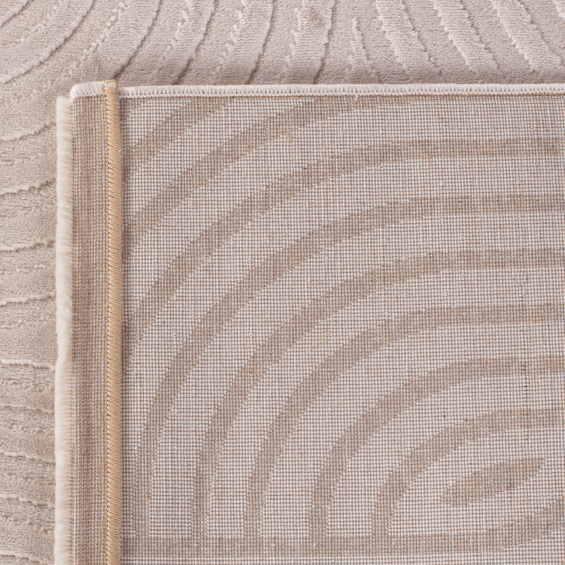 Sahara Vloerkleed – Beige – Rond Rastermotief – Laagpolig & Stijlvol