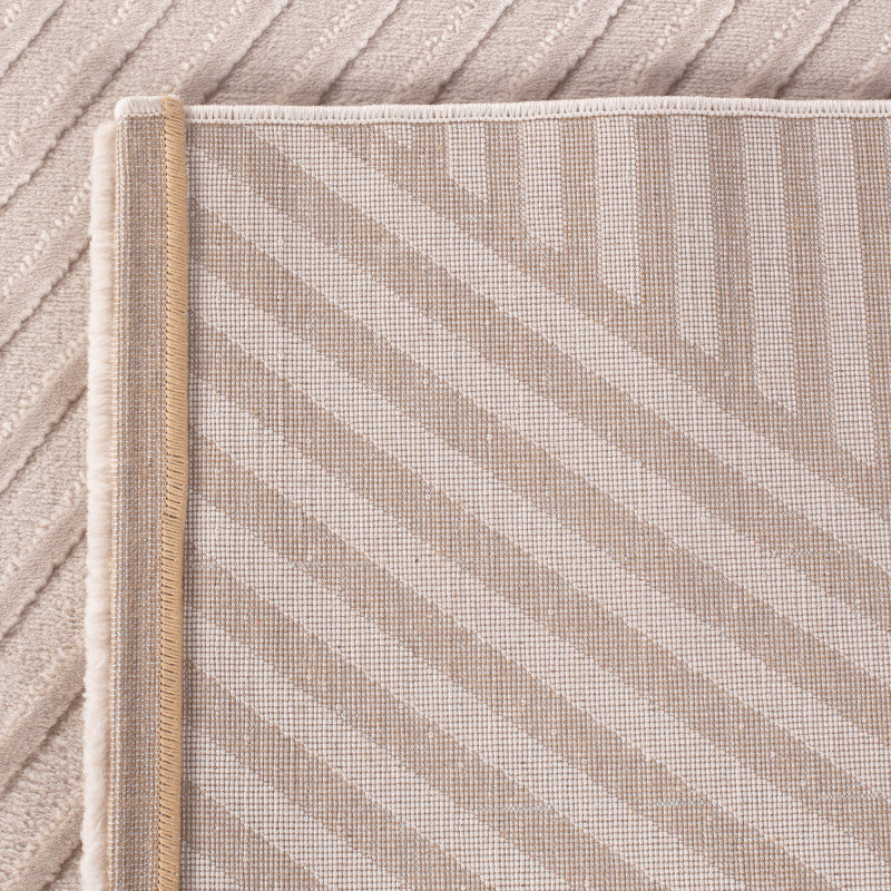 Sahara Vloerkleed – Beige – Diagonaal Lijnenspel – Laagpolig & Modern