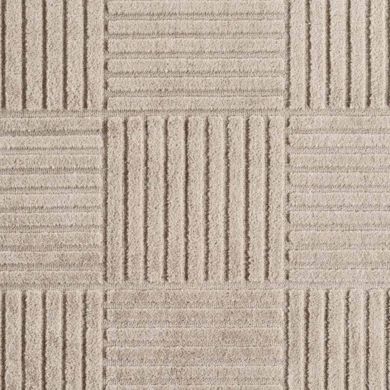 Art Vloerkleed Rond – Japandi – Blokpatroon – Modern & Laagpolig – Beige/Bruin
