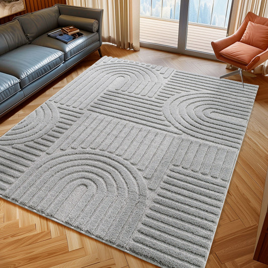 Japandi Art Vloerkleed Grijs – Scandinavisch & Japans Design – Laagpolig