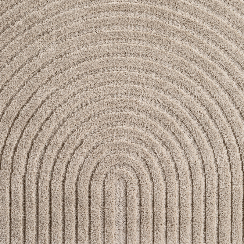 Art Vloerkleed – Japandi – Boogpatroon – Modern & Laagpolig – Beige/Bruin