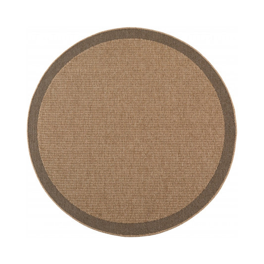 Timber – Kaderdesign Rond Beige met Jute-Look – Binnen & Buiten Vloerkleed – Laagpolig