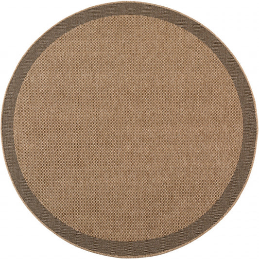 Timber – Kaderdesign Rond Beige met Jute-Look – Binnen & Buiten Vloerkleed – Laagpolig