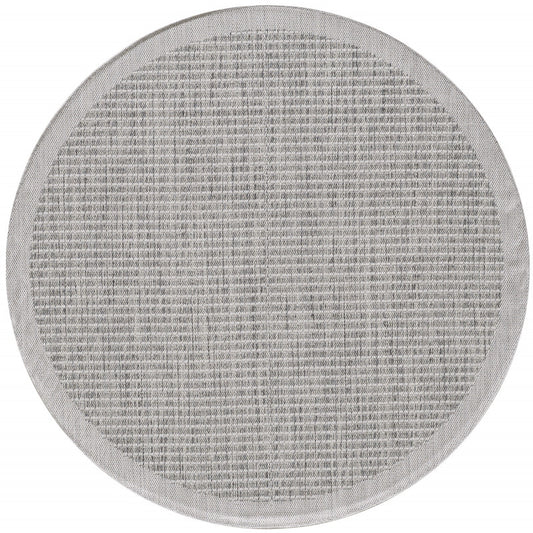 Giza Rond Vloerkleed – Grijs met Kader – Laagpolig & Modern – Voor Binnen & Buiten