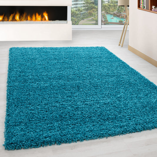 Mila Vloerkleed – Aqua – Hoogpolig & Effen