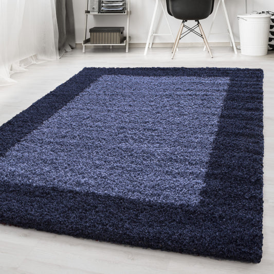 Mila Vloerkleed – Kader Navy – Hoogpolig & Zacht