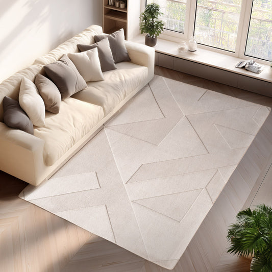 Pompei Quadro Ivory – Geometrisch Blokdesign – Laagpolig Vloerkleed