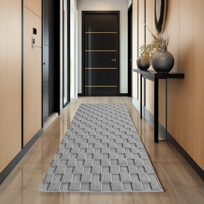 Helix Vloerkleed – Grijs – Wollook Bouclé Design – Japandi Laagpolig Vloerkleed