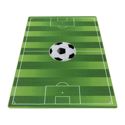 Play – Kindervloerkleed – Voetbal Groen – Laagpolig – Anti-Allergisch & Anti-Slip