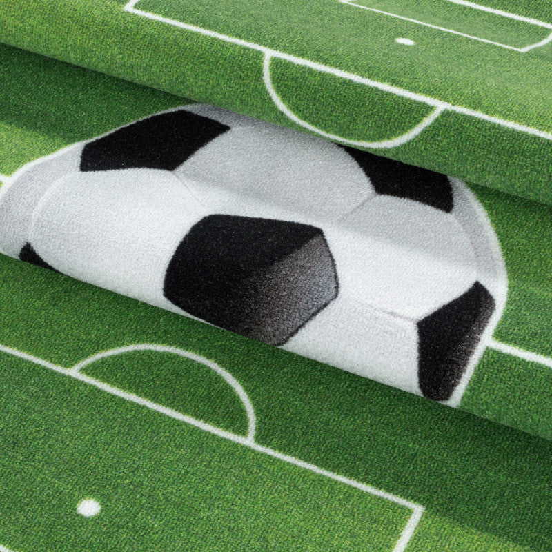 Play – Kindervloerkleed – Voetbal Groen – Laagpolig – Anti-Allergisch & Anti-Slip