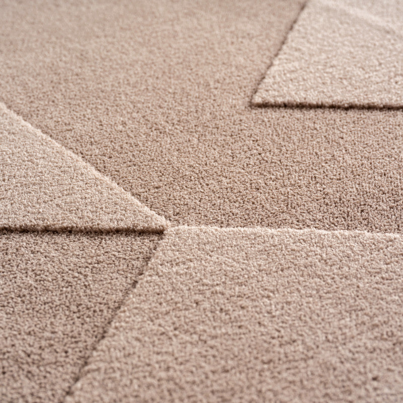 Pompei Quadro Taupe – Geometrisch Blokdesign – Laagpolig Vloerkleed