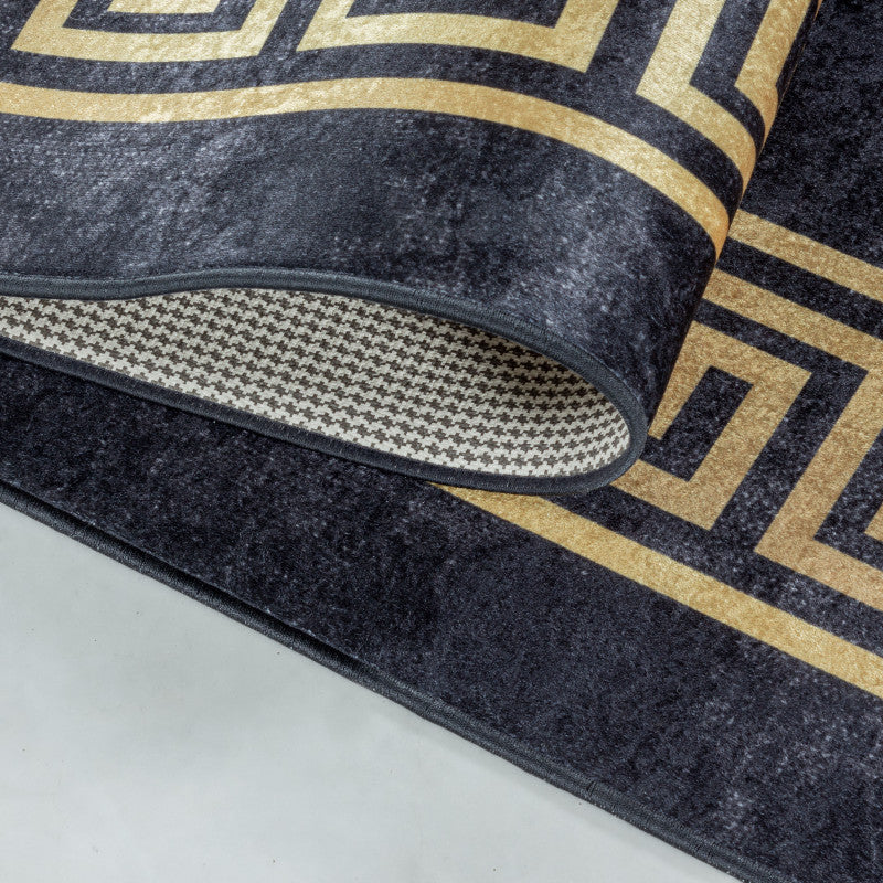 Fiesta Vloerkleed – Zwart/Goud – Wasbaar