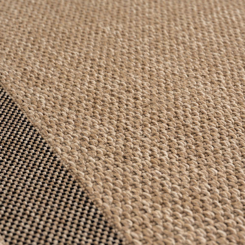 Timber – Kaderdesign Rond Beige met Jute-Look – Binnen & Buiten Vloerkleed – Laagpolig