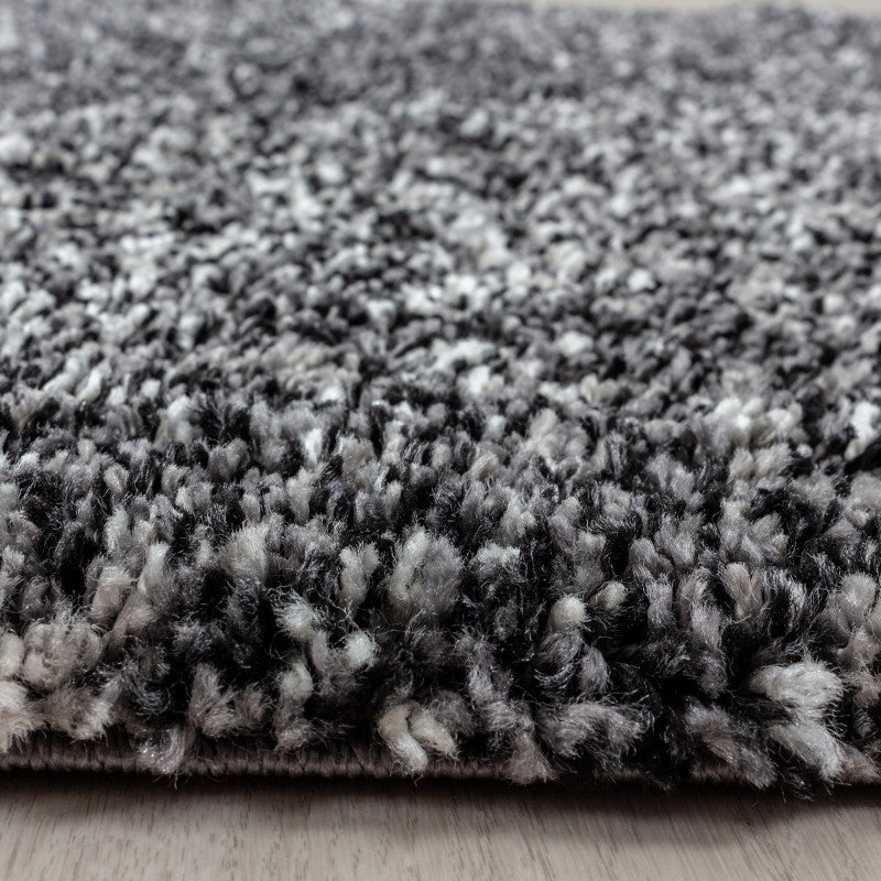 Enjoy Rond Shaggy – Hoogpolig Vloerkleed – 3D-effect – Gemêleerd Antraciet/Wit/Grijs