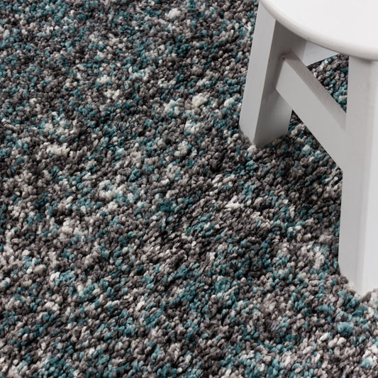 Enjoy Rond Shaggy – Hoogpolig Vloerkleed – 3D-effect – Gemêleerd Blauw/Grijs/Crème