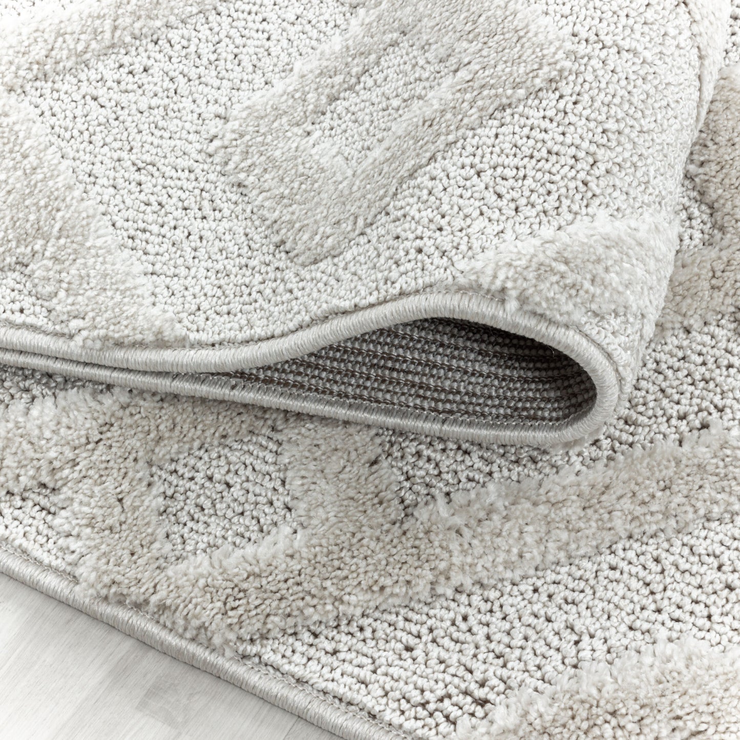 Pisa Rond Vloerkleed – Creme – Geometrisch Doorkijkpatroon – Laagpolig & Modern