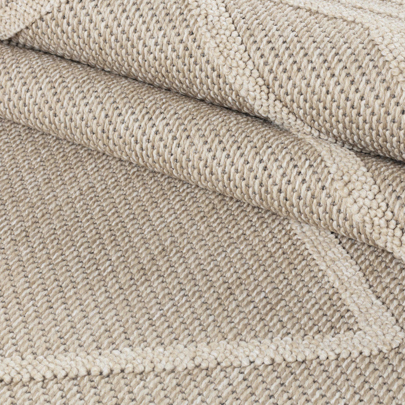 Patara – Nomade Lijnenspel Beige – Laagpolig & Weerbestendig – Voor Binnen & Buiten