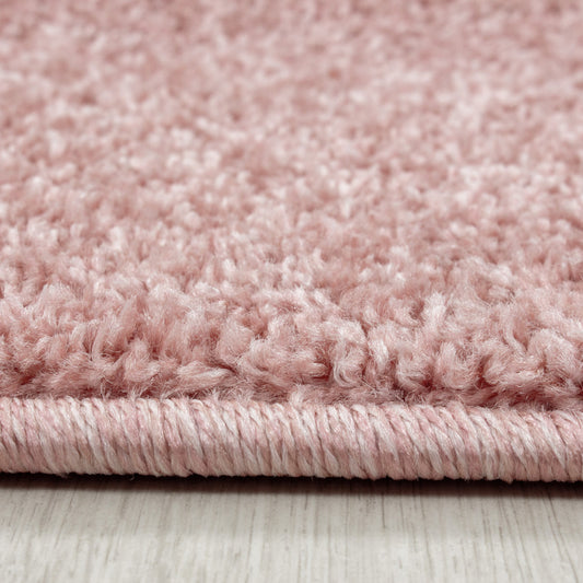 Ata Rond Vloerkleed – Roze – Laagpolig met Vilt Onderkant