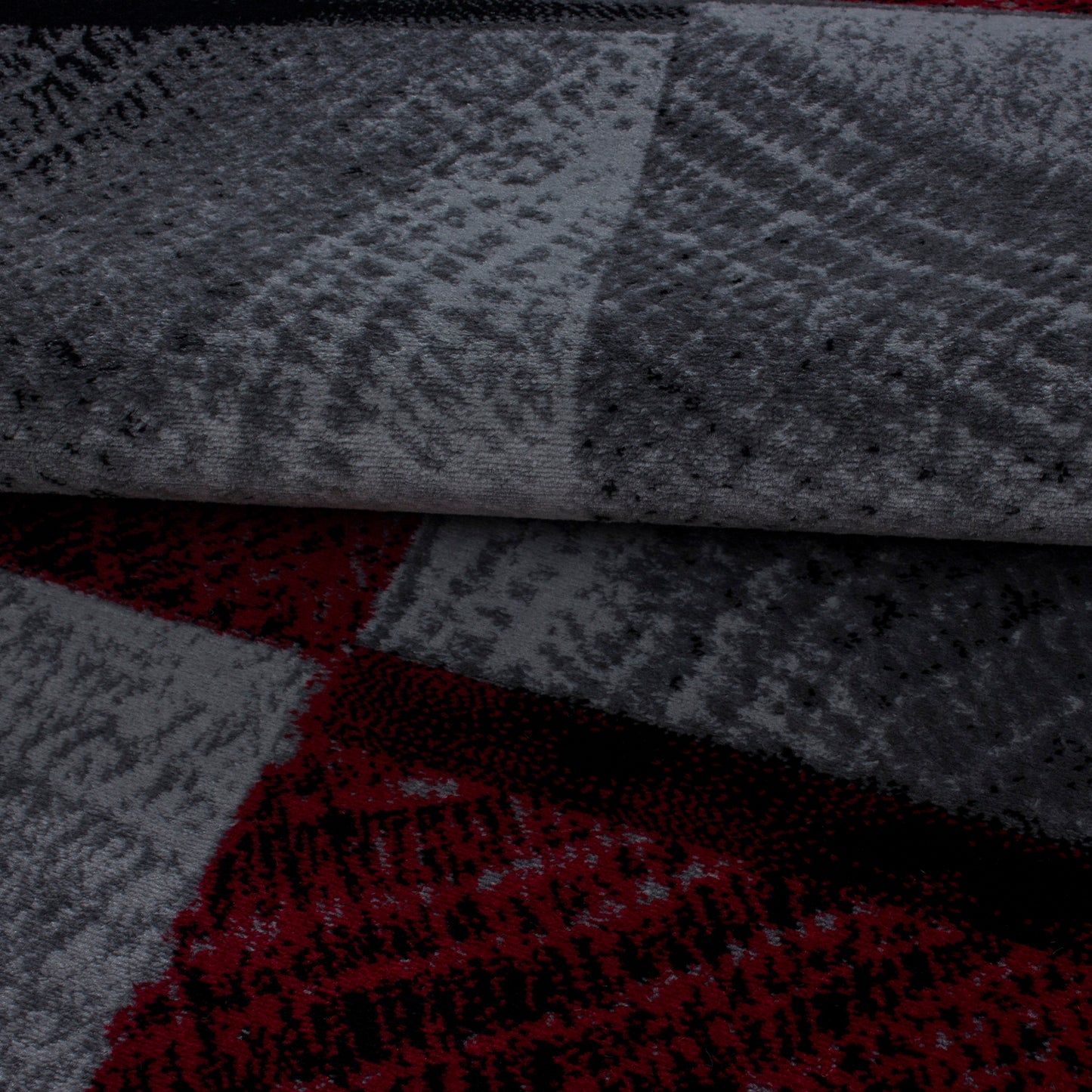 Plus Vloerkleed – Rood – Patchwork Design – Laagpolig