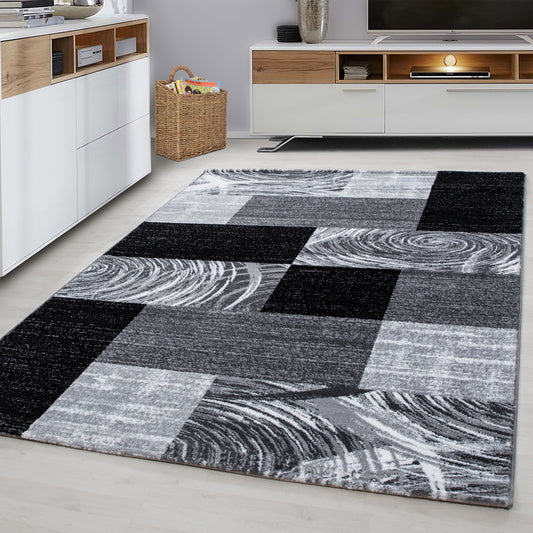 Parma Vloerkleed – Zwart Blok – Laagpolig & Modern Design