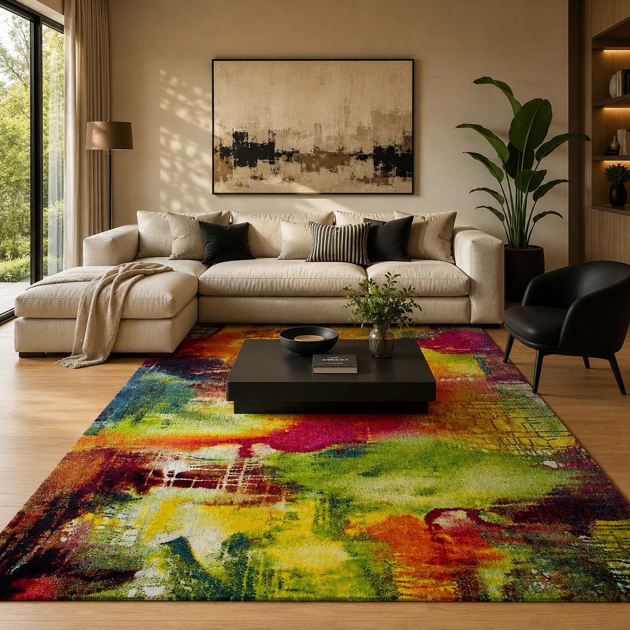 Belis Vloerkleed – Multi – Abstract Schilderij Design – Laagpolig Vloerkleed