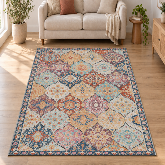 Salsa Vloerkleed – Multicolor – Kleurrijk Patchwork Design – Laagpolig Vloerkleed
