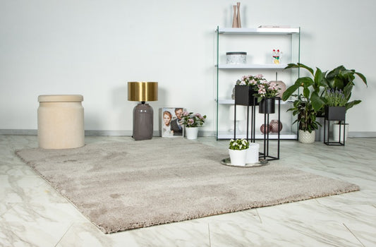Hoogpolig vloerkleed Dream – Beige, zacht en warm van tint