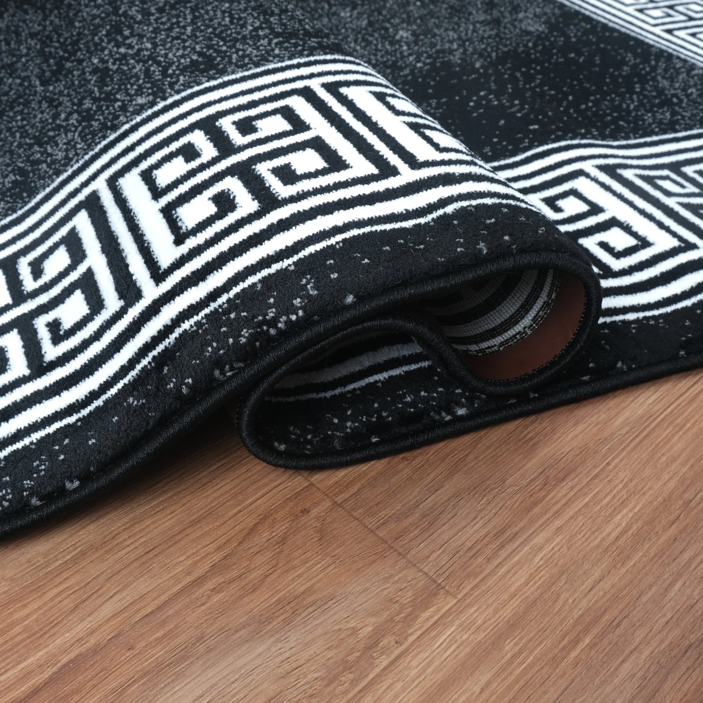 Blanca Vloerkleed – Laagpolig vloerkleed met Griekse rand – Zwart/Wit