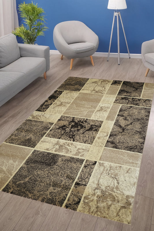 Blanca Vloerkleed – Laagpolig Vloerkleed Blokken Marmer – Beige/Bruin