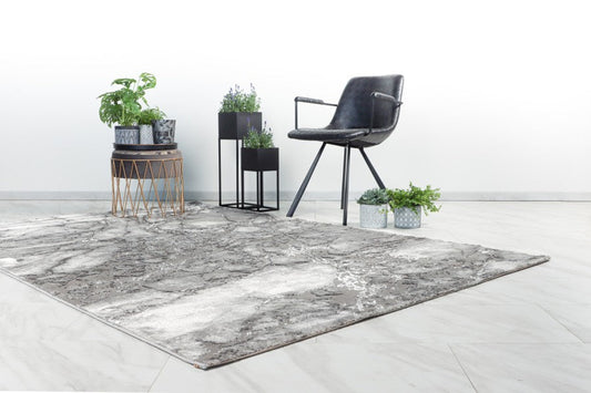 Marmaris Vloerkleed – Grijs – Marmerlook Design – Modern & Laagpolig