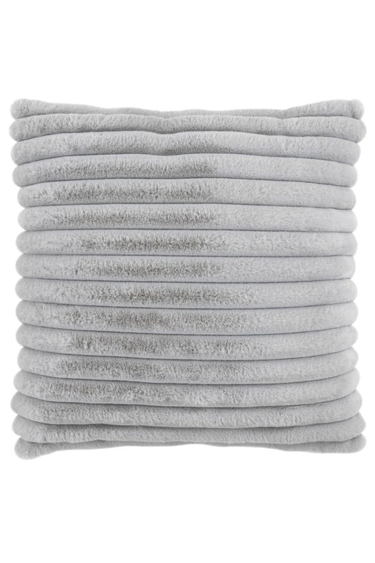 Plush kussen – Zilvergrijs met zachte ribbelstructuur