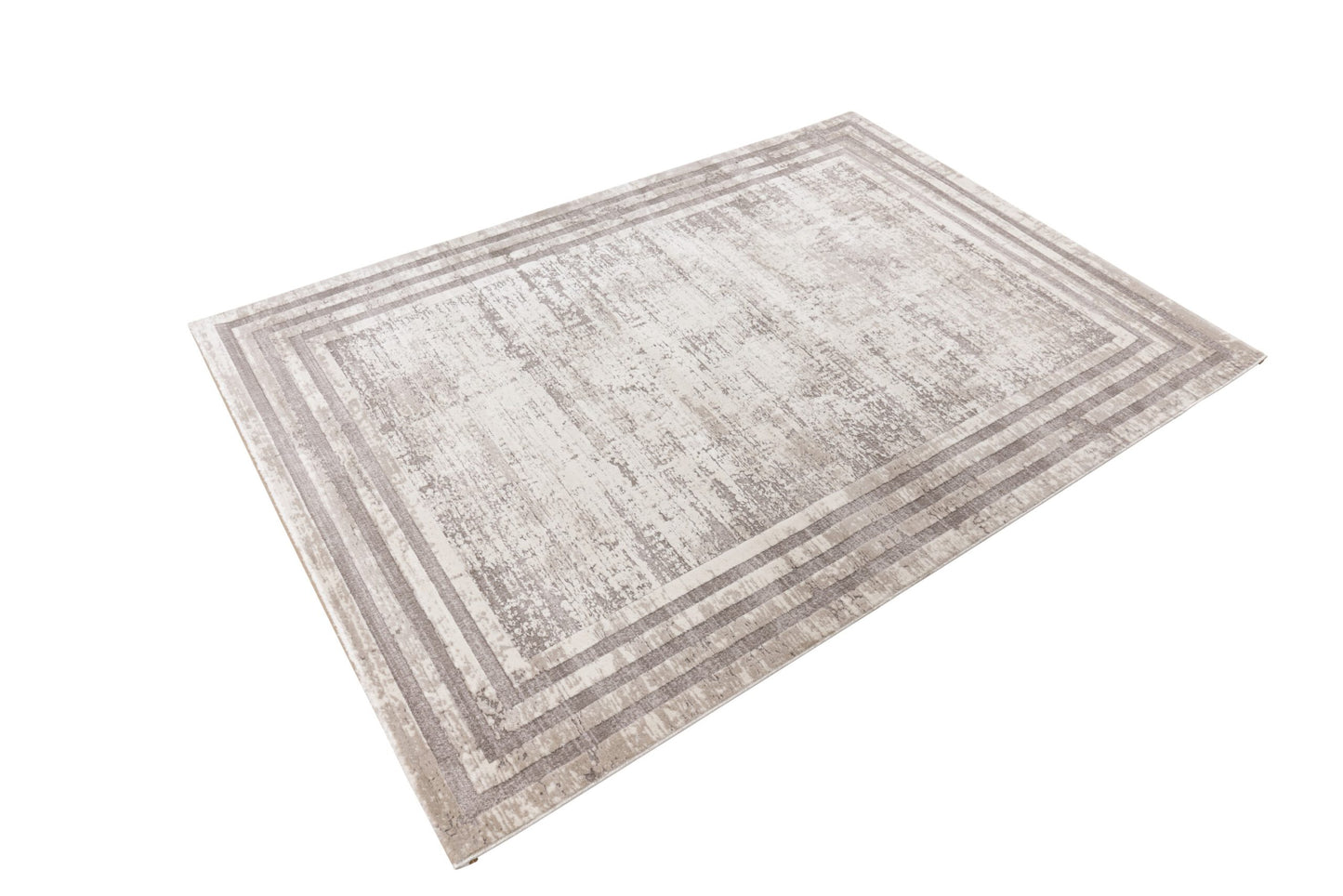 Paris – Taupe vintage kader – Laagpolig vloerkleed