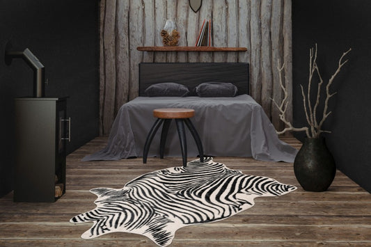Rodeo zebra vloerkleed – zwart-wit dierenvacht look