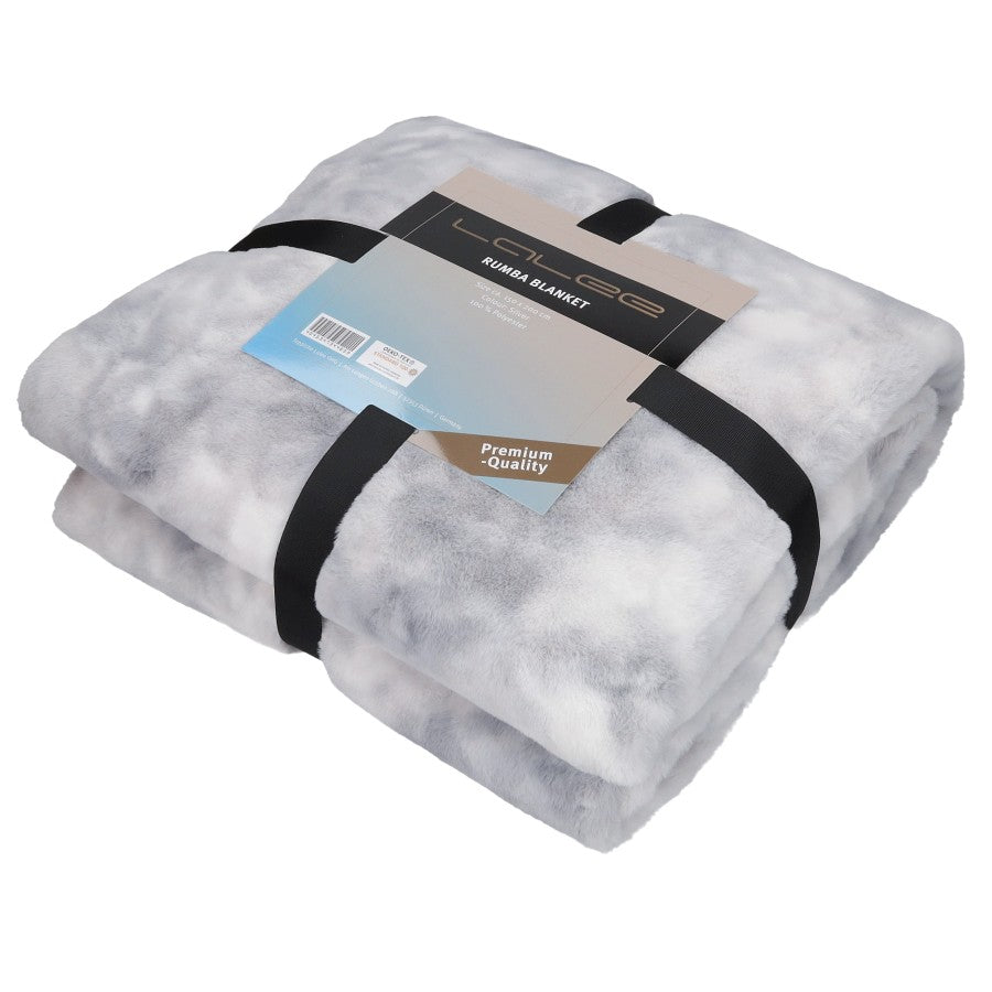 Rumba deken – Zilvergrijs met zachte touch en tie-dye look