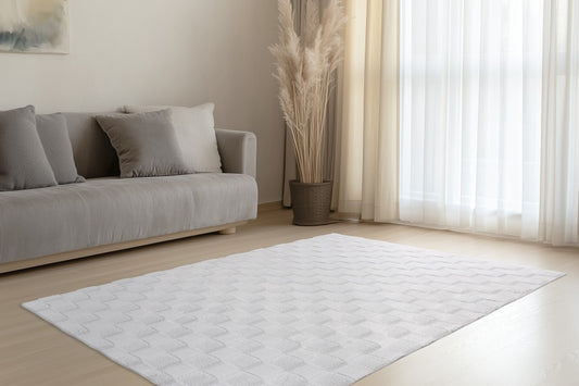 Soul Vloerkleed – Zilver – Geblokt Design – Zacht Hoogpolig