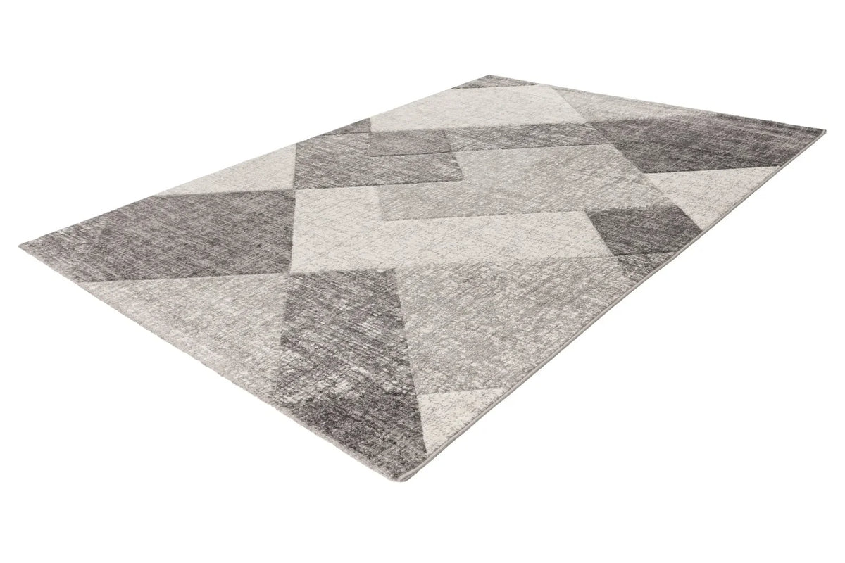 Trendy Carving – Silver geometrische structuur – Laagpolig vloerkleed