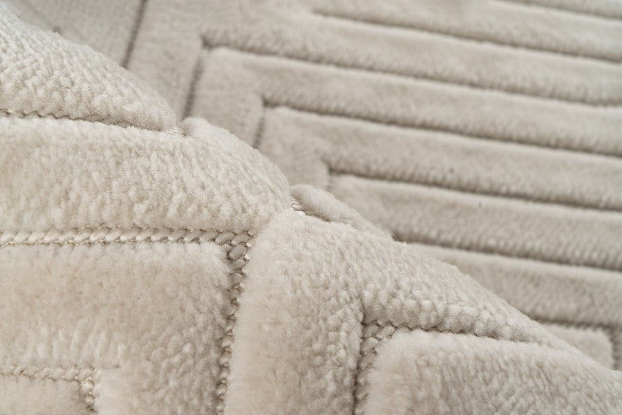 Japandi binnen- en buitenkleed Viva – ivory met subtiel geometrisch patroon