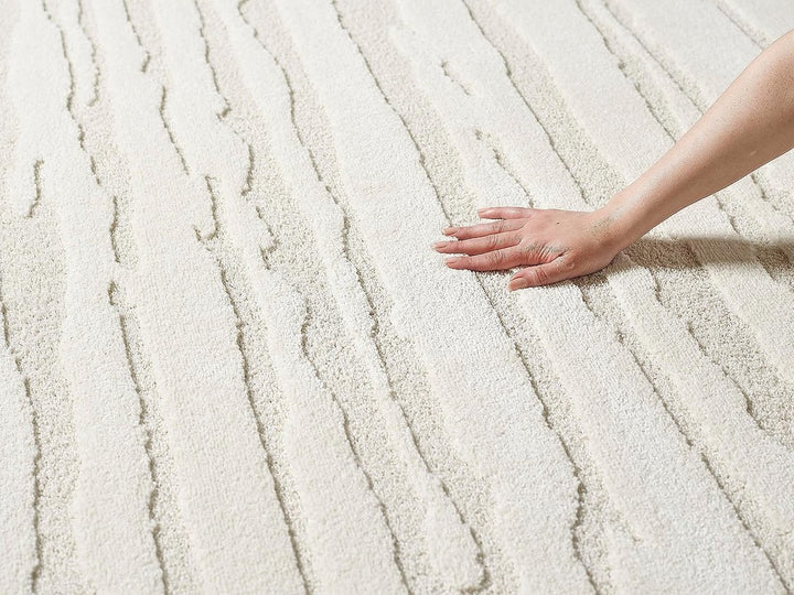 Elio Vloerkleed โ Creme โ Japandi Lijndesign โ Laagpolig Vloerkleed