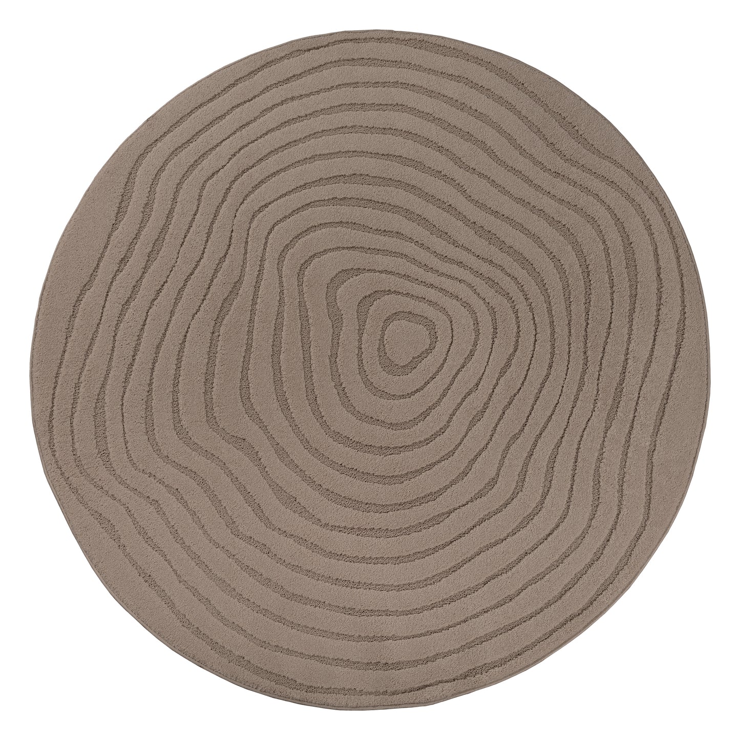 Elio Rond Vloerkleed – Bruin – Contourlijn Design – Laagpolig Vloerkleed
