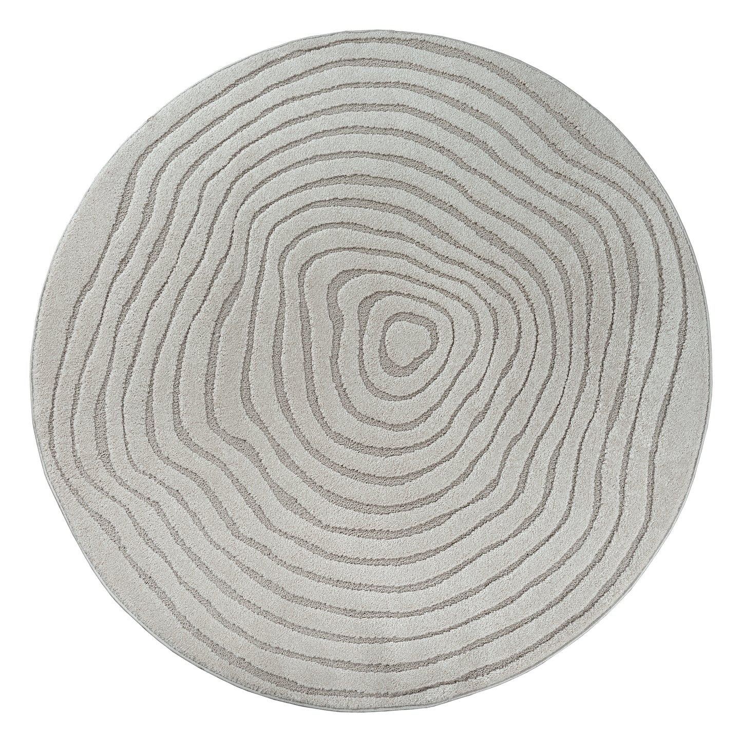 Elio Rond Vloerkleed – Grijs – Contourlijn Design – Laagpolig Vloerkleed