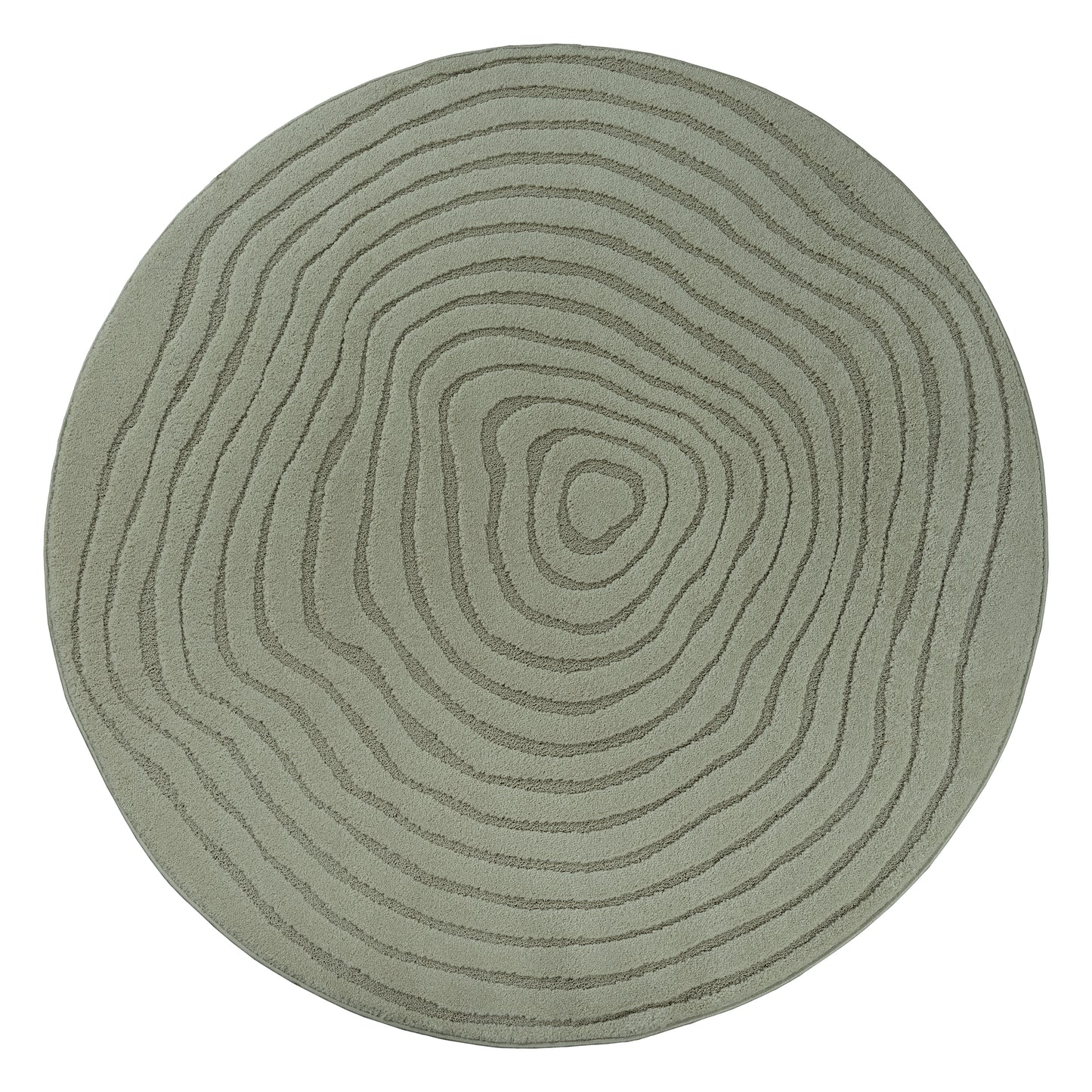 Elio Rond Vloerkleed – Groen – Contourlijn Design – Laagpolig Vloerkleed