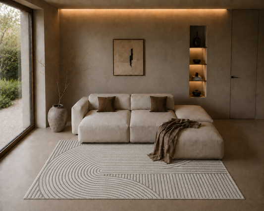 Elio Vloerkleed – Grijs – Organisch Boogdesign – Laagpolig Vloerkleed