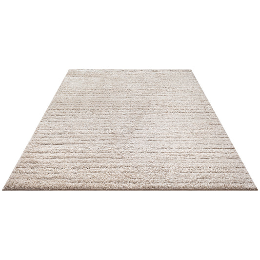 Ideal Shaggy Vloerkleed – Beige – Geribbelde Structuur – Hoogpolig Vloerkleed