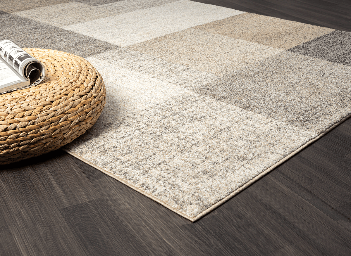 Thales Vloerkleed β Beige β Modern Blokdesign β Laagpolig Vloerkleed