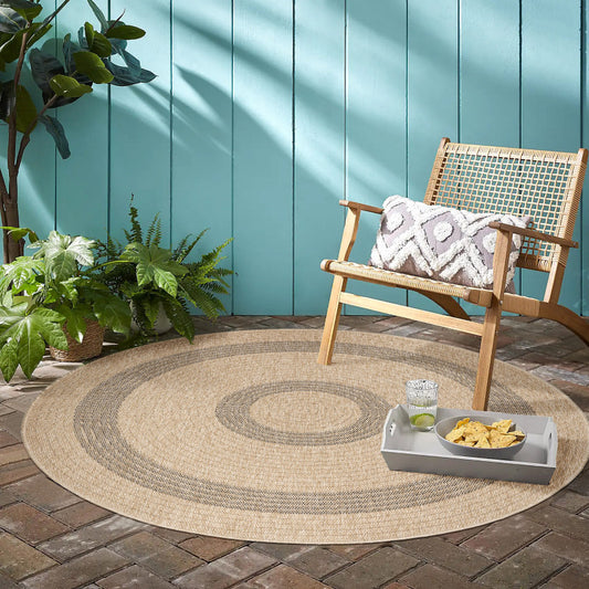 Vloerkleed Comilla – Zwart/Beige – Laagpolig & Modern – Voor Binnen & Buiten