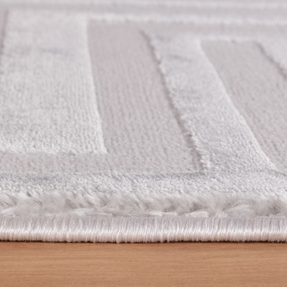 Sahara Vloerkleed – Zilver – Grafisch Geweven Design – Voor Binnen