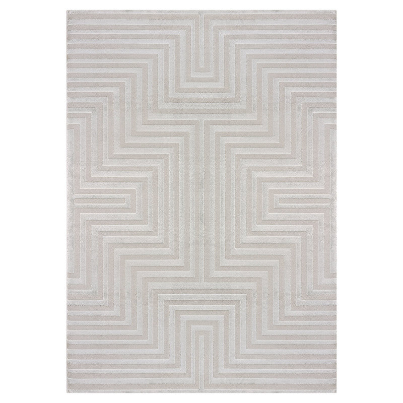 Sahara Vloerkleed – Zilver – Grafisch Geweven Design – Voor Binnen