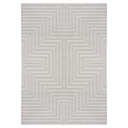 Sahara Vloerkleed – Zilver – Grafisch Geweven Design – Voor Binnen
