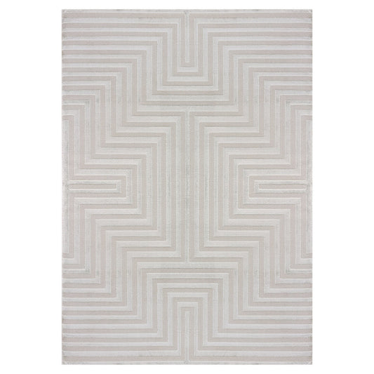 Sahara Vloerkleed – Zilver – Grafisch Geweven Design – Voor Binnen