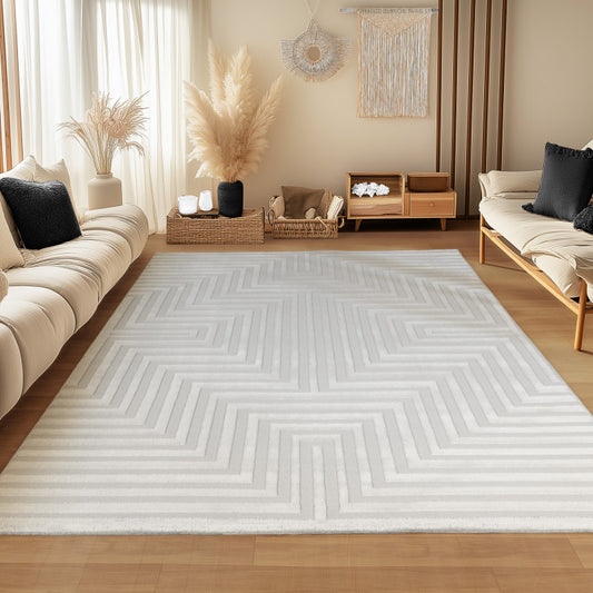 Sahara Vloerkleed – Zilver – Grafisch Geweven Design – Voor Binnen